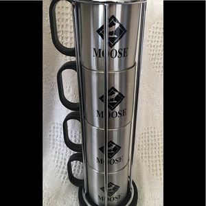Stainless Steel Moose Mugs With Holder-NEW!!!